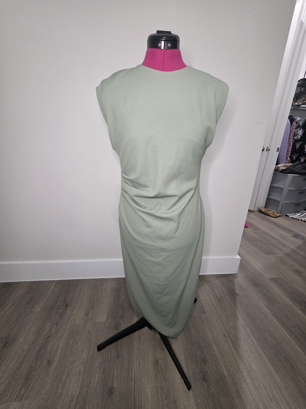 Ann Taylor Sleek Cap-Sleeve Midi Dress in Soft Sage